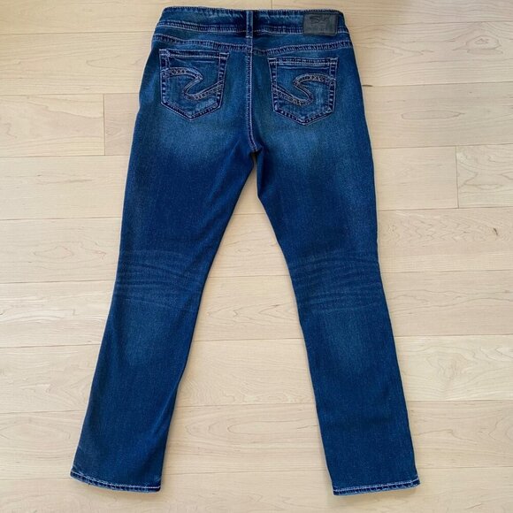 Silver Jeans Co. Elyse Straight leg low-mid rise size 29 stretchy blue cotton - Picture 2 of 10